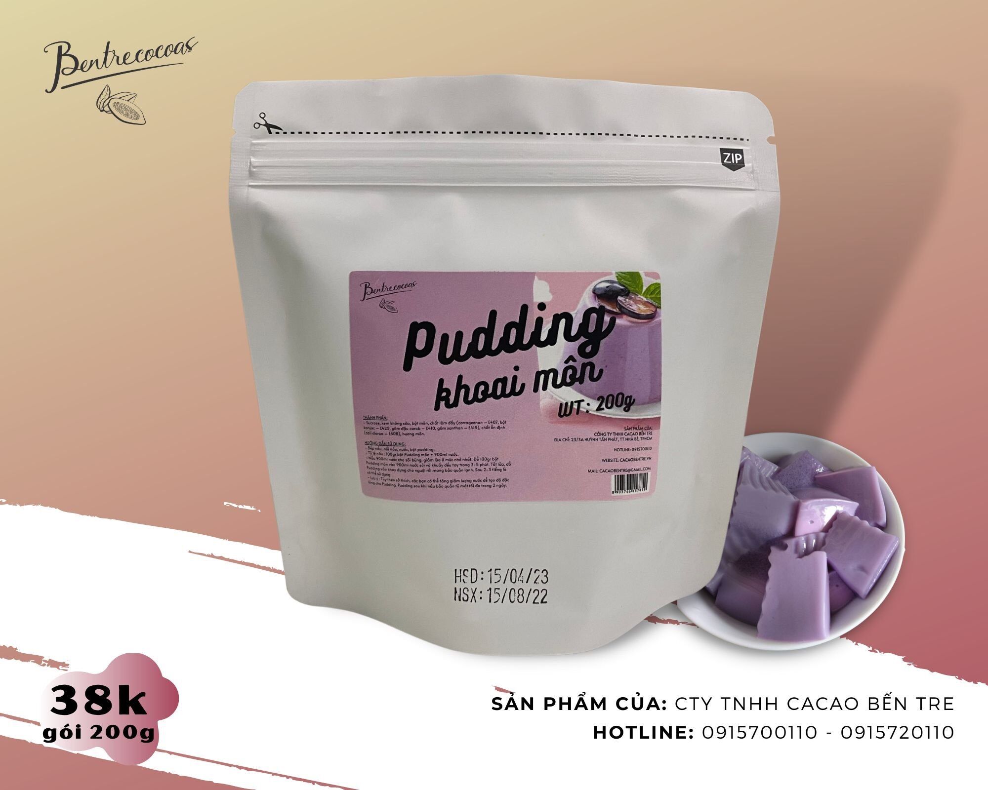 Pudding Trứng , khoai môn , matcha , sô cô la , cốt dừa