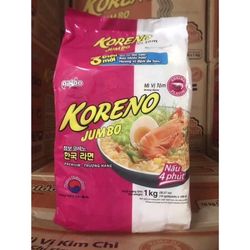 Mì Koreno Jumbo 1KG (10 Gói x 100G) - Đủ Vị