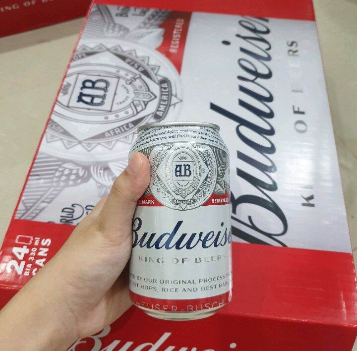 Thùng bia Mỹ Budweiser 330ml (24 lon) date 23/12/2021