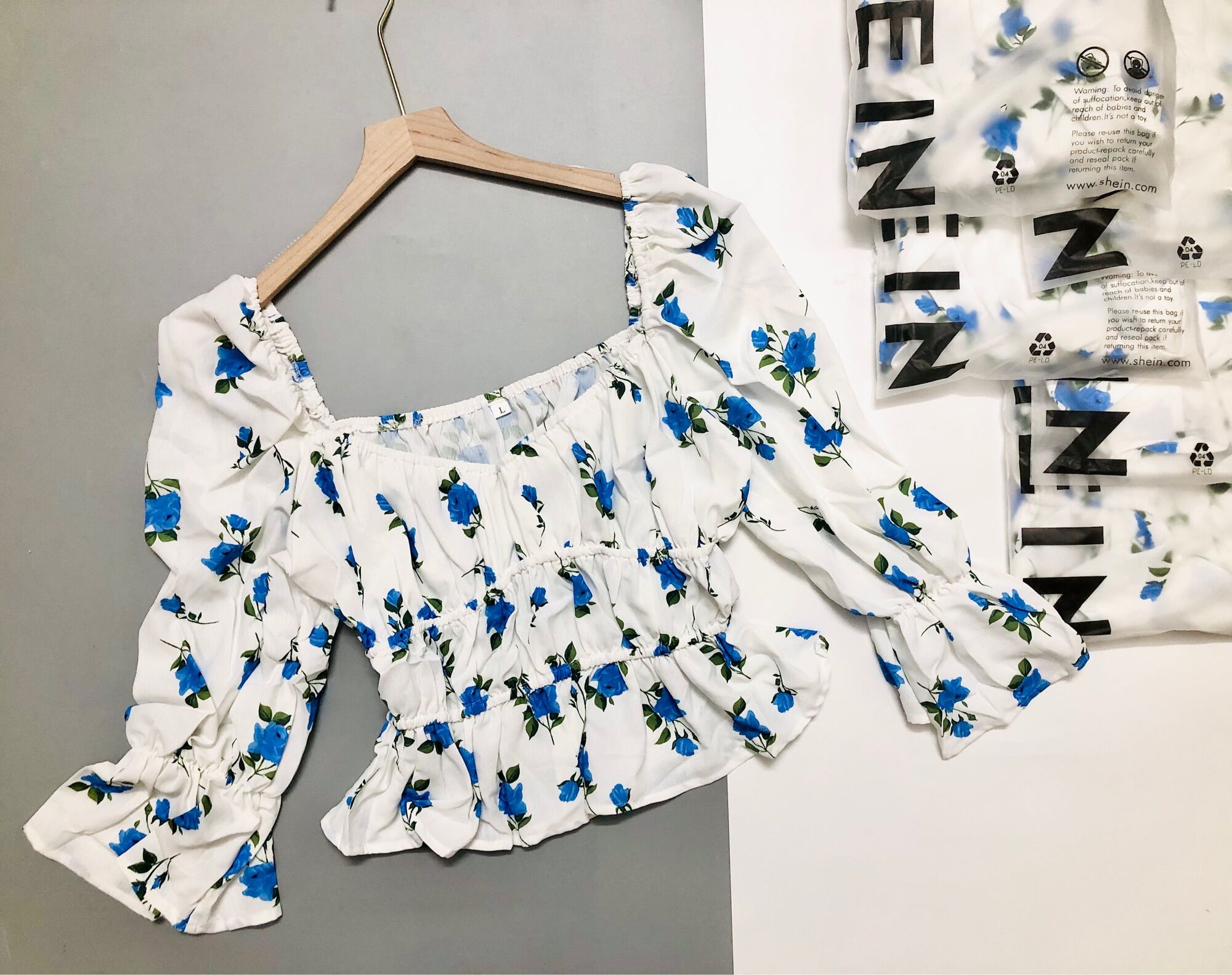 BIGSIZE Áo peplum hoa lụa mềm 60-80kg