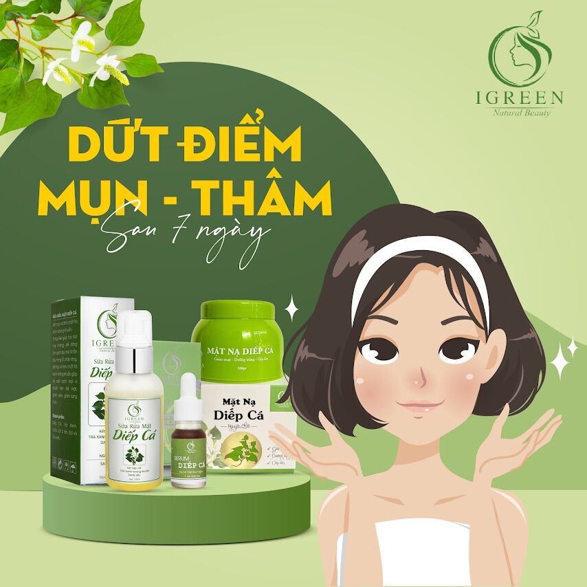 Combo ngừa mụn hoàn hảo từ diếp cá – sữa rửa mặt – serum – mặt nạ - giảm mụn, giảm thâm, se khít lỗ chân lông