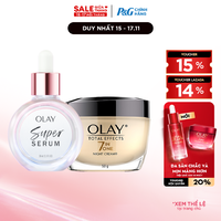 Combo 2 SUPER SERUM OLAY SỨC MẠNH TỪ 5 DƯỠNG CHẤT TRONG 1 - Chai 30ML Và Kem Dưỡng Ẩm OLAY TOTAL EFFECTS Ban Đêm 50G