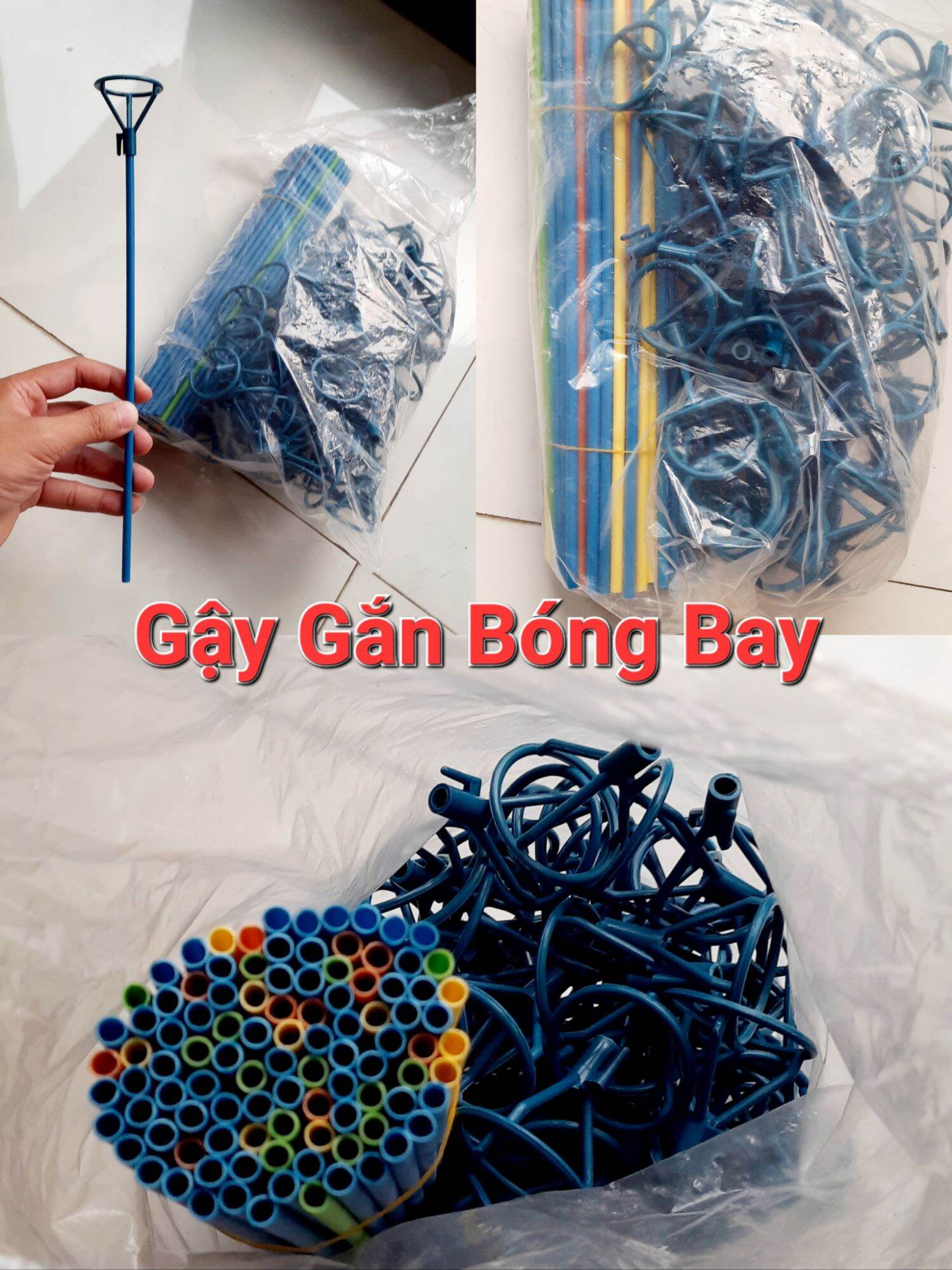 Combo 100 que gắn bóng bay cầm tay 25cm 30k/100 que