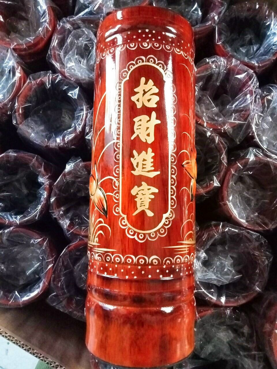 Ống Đựng Nhang Bằng Gỗ  Hoa Sen Nổi Cao Cấp