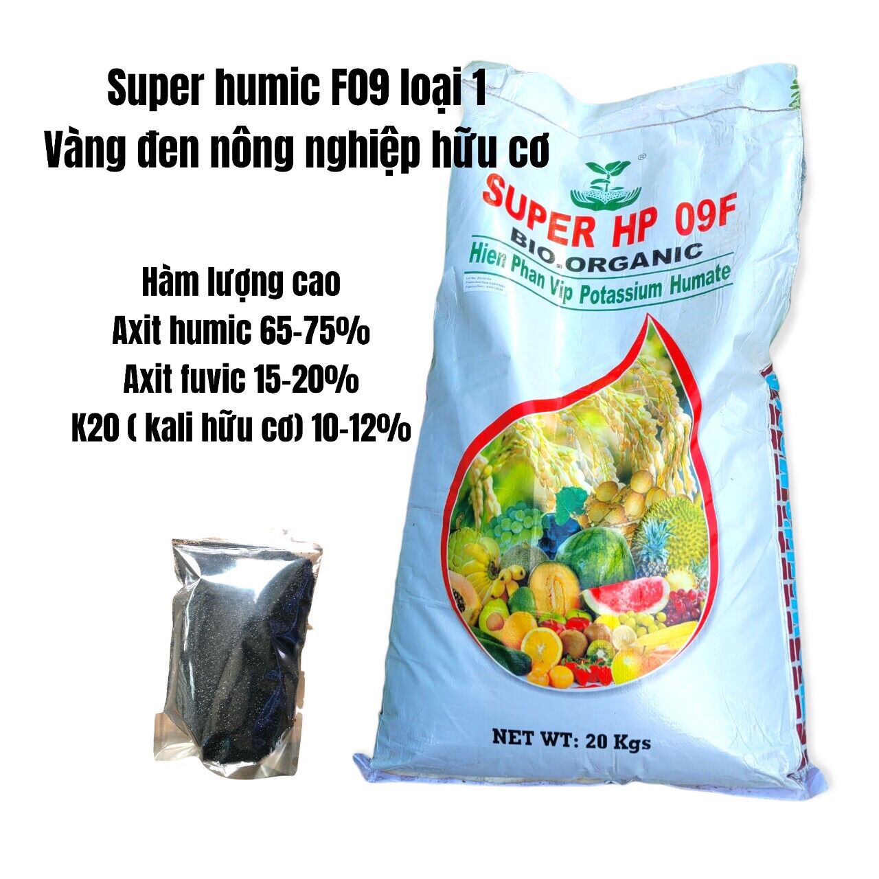 1kg Humic F09 - phân hữu cơ kích rễ cho cây trồng