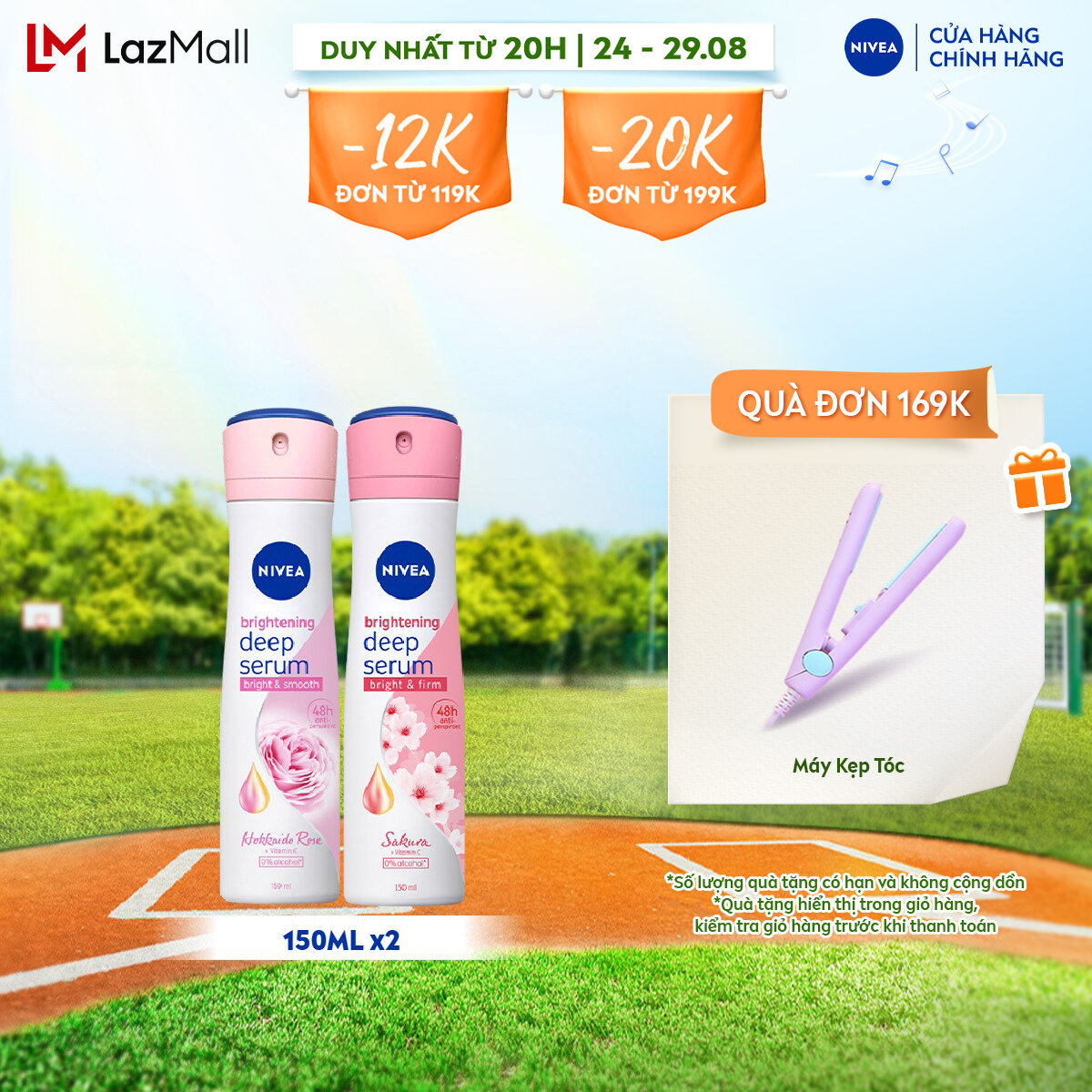 Xịt ngăn mùi nivea serum dưỡng sáng chuyên sâu hương hoa hồng hokkaido + hương hoa anh đào