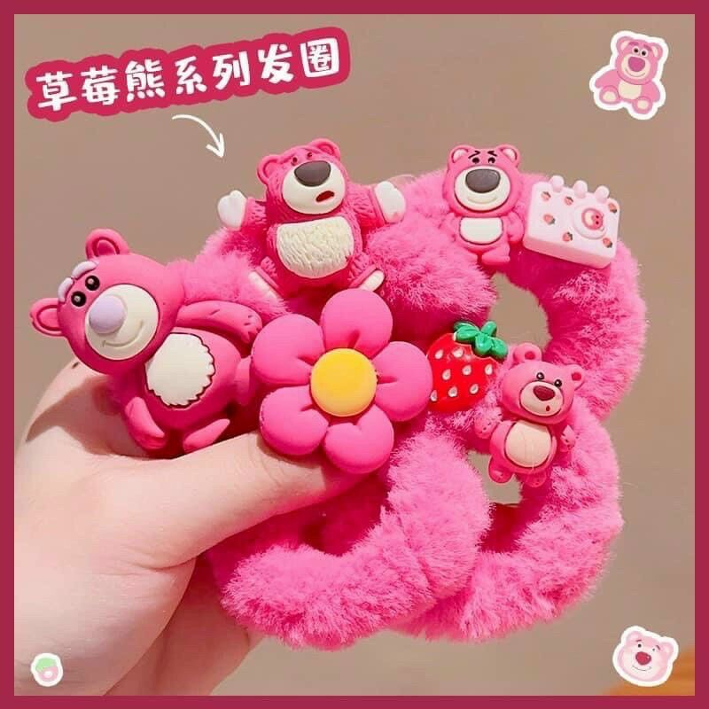 Set 5c cột tóc scrunchies gấu dâu lotso