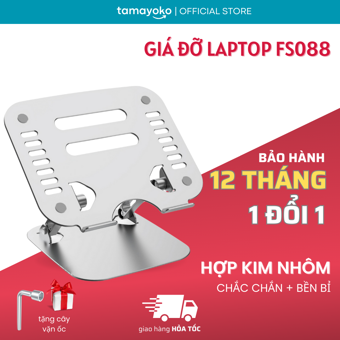 Giá Đỡ Máy Tính, Laptop, iPad, Macbook Hợp Kim Nhôm Cao Cấp. Hỗ Trợ Tản Nhiệt Chống Mỏi Cổ, Vai, Gáy. Hàng Chính Hãng Tamayoko - Model FS088