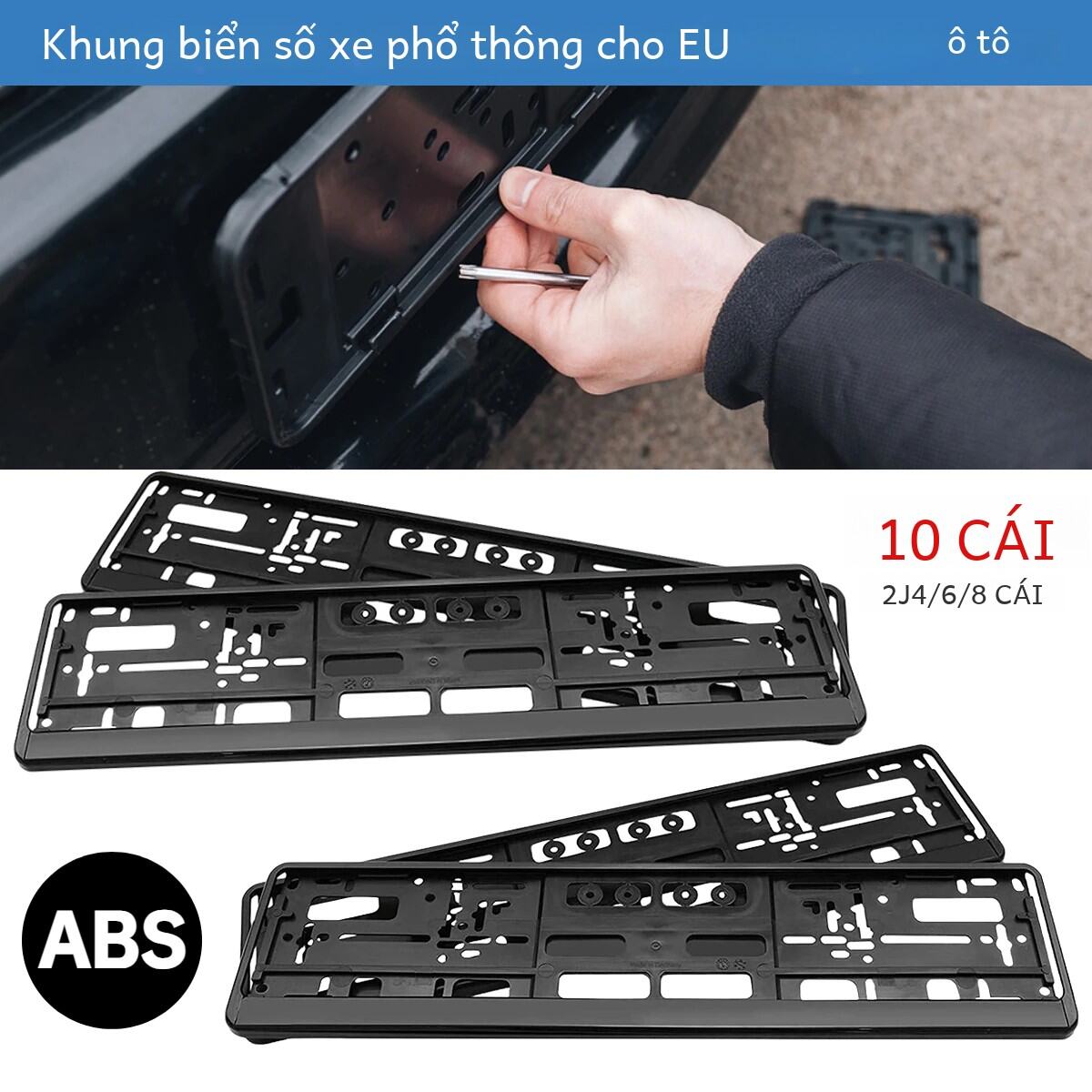 2-10 Chiếc Đen Tiêu Chuẩn Eu Biển Khung Chống Ăn Mòn Abs Ngoại Thất Ô Tô Phụ Kiện Gắn Dành Cho Ô Tô