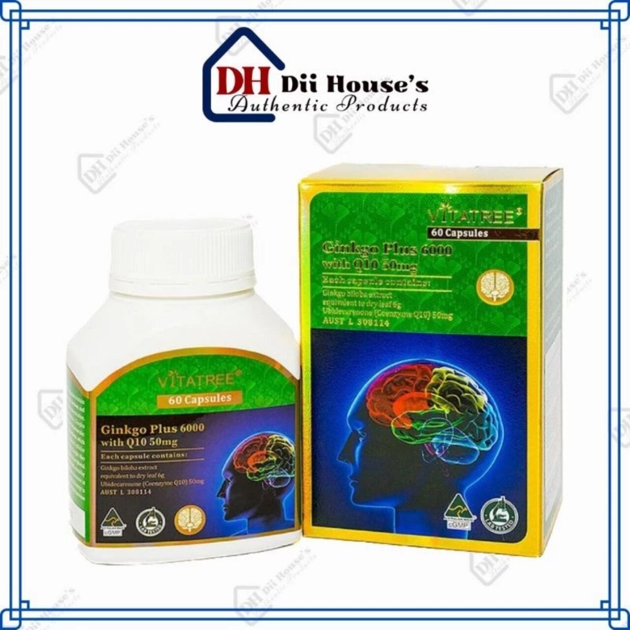 Vitatree ginkgo plus 6000 with q10 50mg 60 viên - viên uống bổ não và tăng tuần hoàn não.