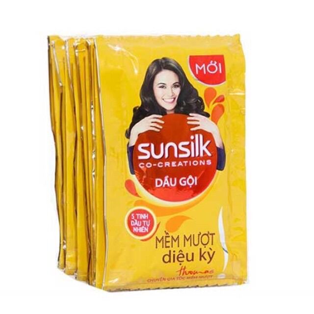 1 dây dầu gội sunsilk vàng mềm mượt diệu kì