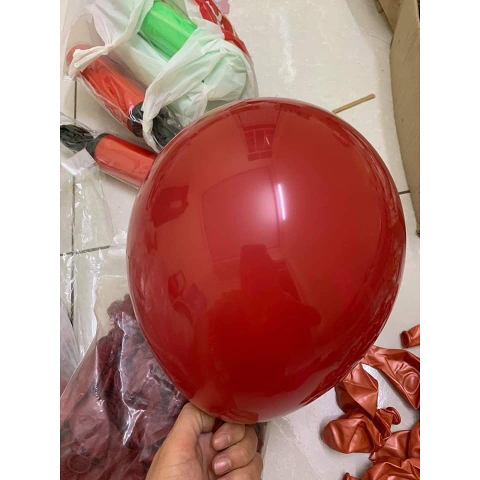 [Tặng 100 cánh hoa trải giường cưới] set bóng trang trí phòng cưới màu đỏ lựu nổ bật