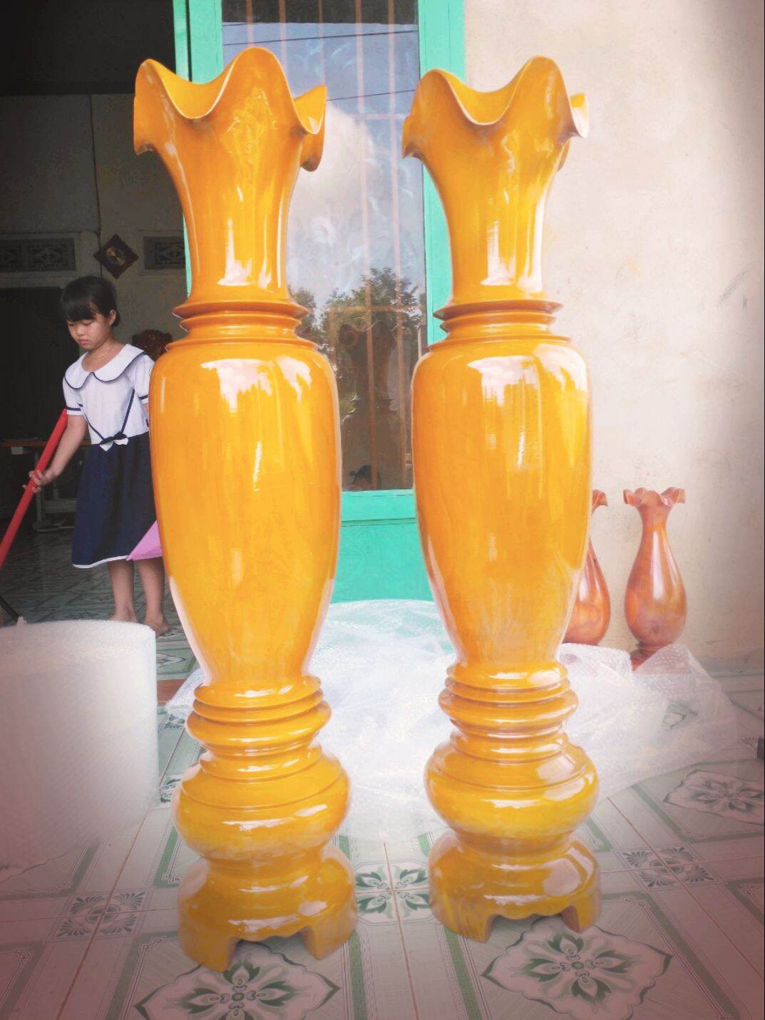 Đôi lục bình gỗ mít cao 1m07