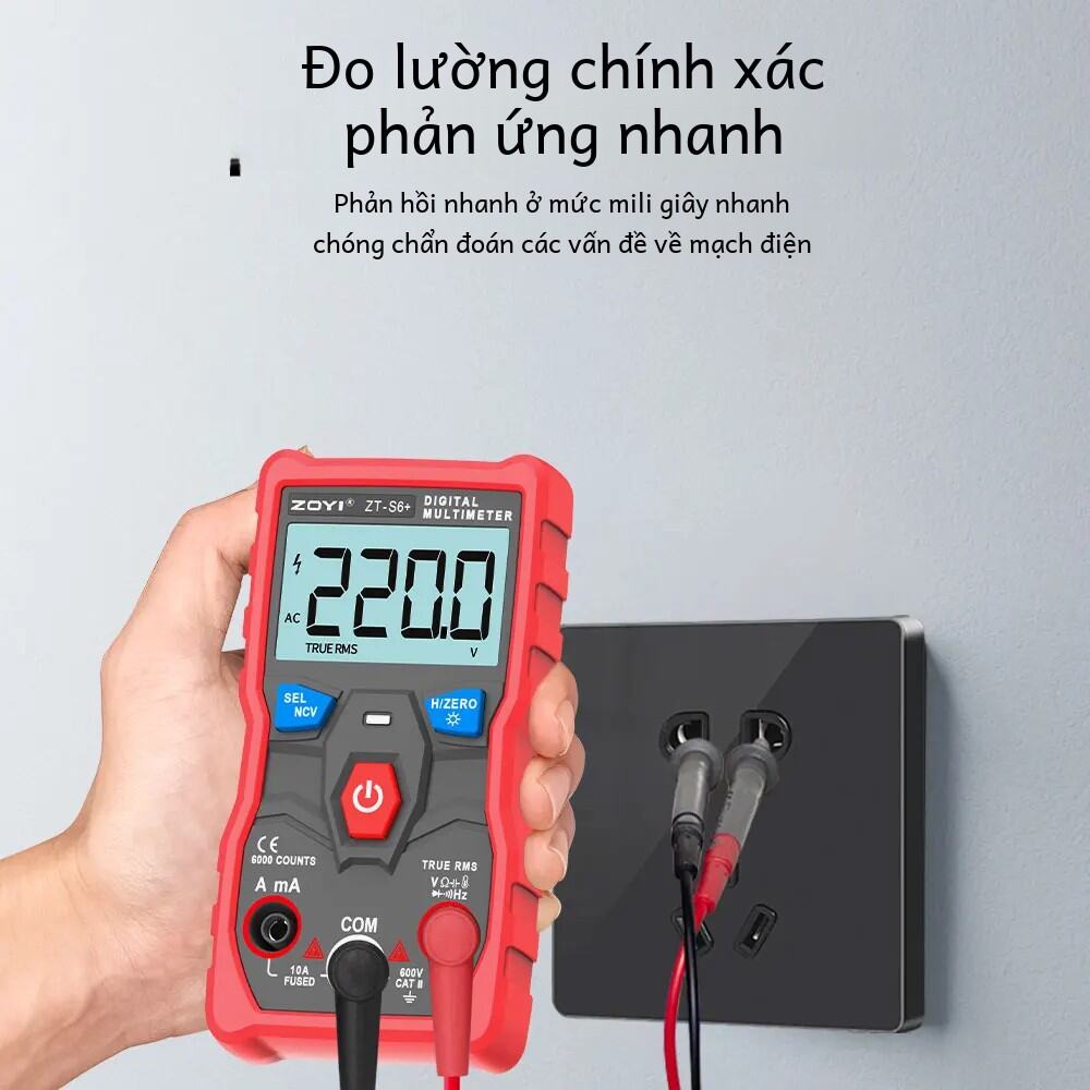 ZOYI ZT-6S + Đồng Hồ Vạn Năng Kỹ Thuật Số Thợ Điện Mini Thông Minh Không Cần Dịch Chuyển Tại Nhà Chống Cháy Điện Áp DC/AC Tự Động & Máy Kiểm Tra Dòng Điện