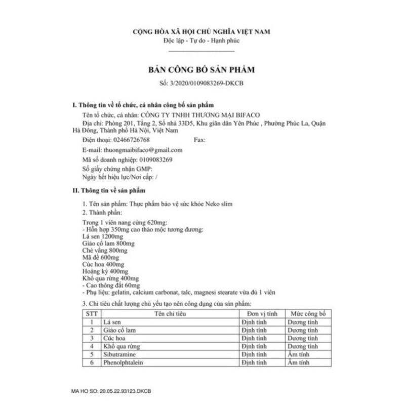 Giảm cân Neko Slim Chính Hãng