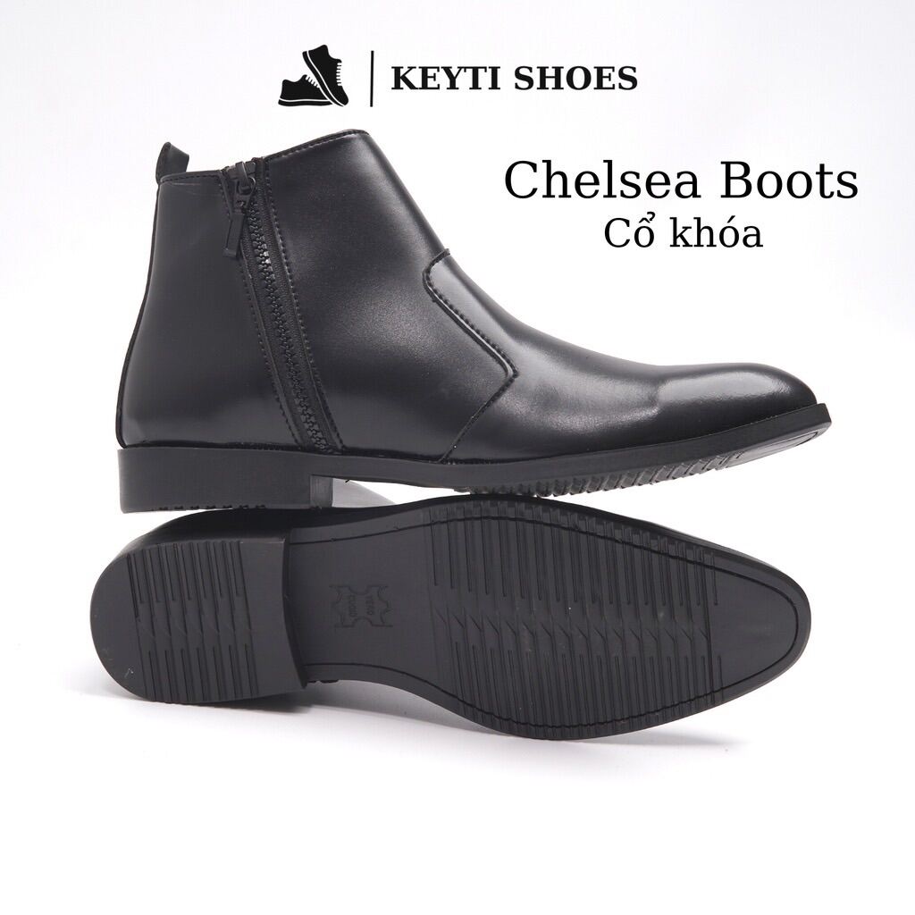 Giày Chelsea Boots Classic khoá kéo, cổ lửng, đế khâu chắc chắn