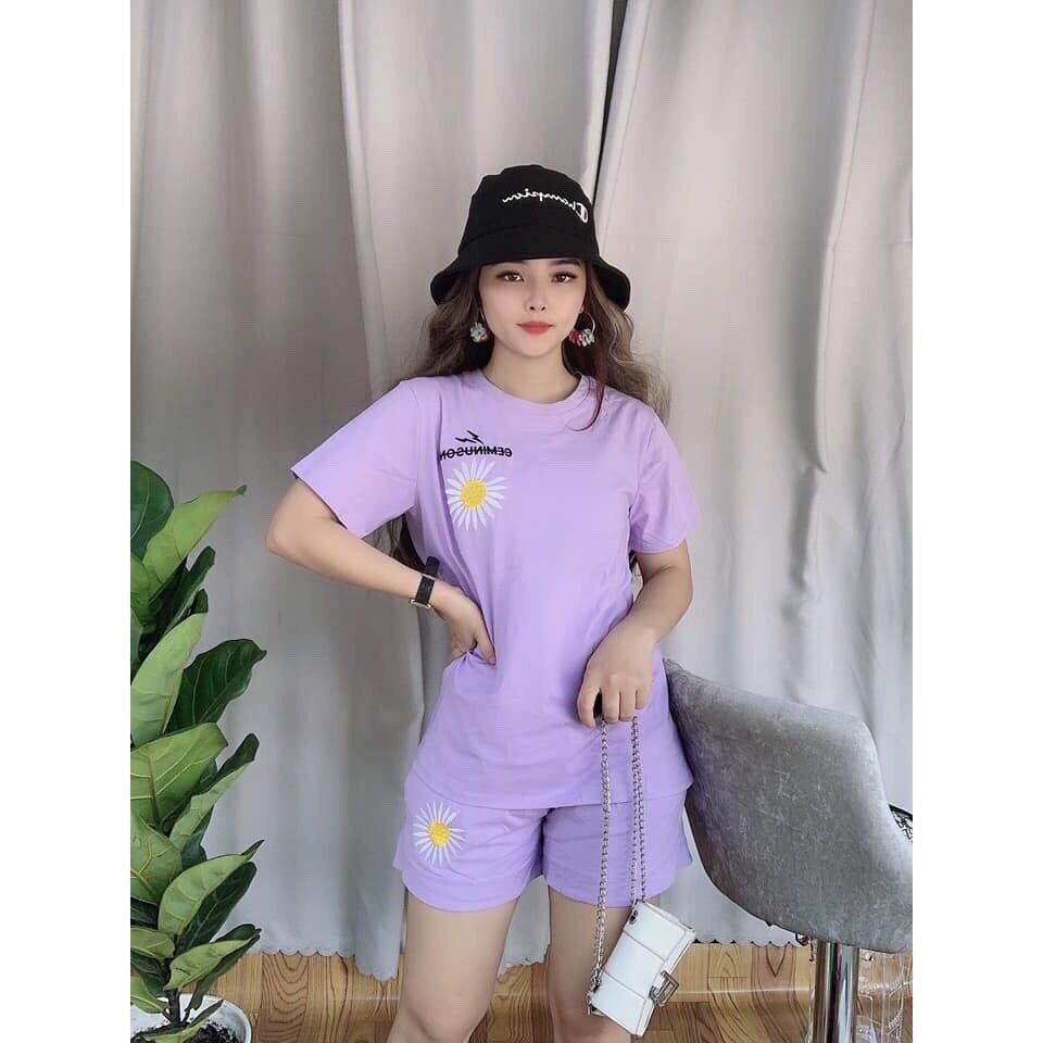 [KÈM ẢNH VIDEO THẬT + CÓ BIGSIZE TỚI 85KG] Set bộ thun đùi thêu chất liệu cotton