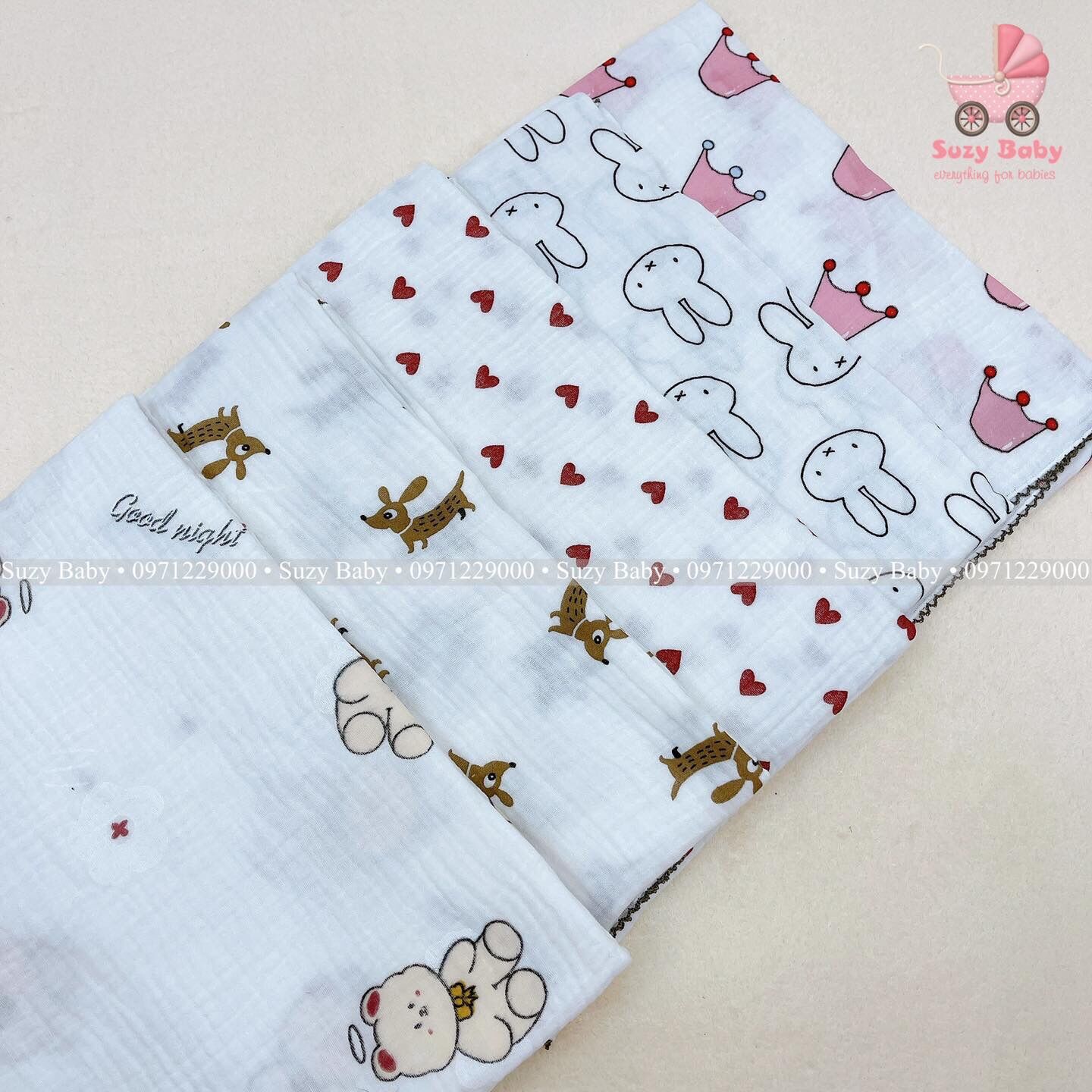 Khăn tắm baby bee 2 lớp hoạ tiết