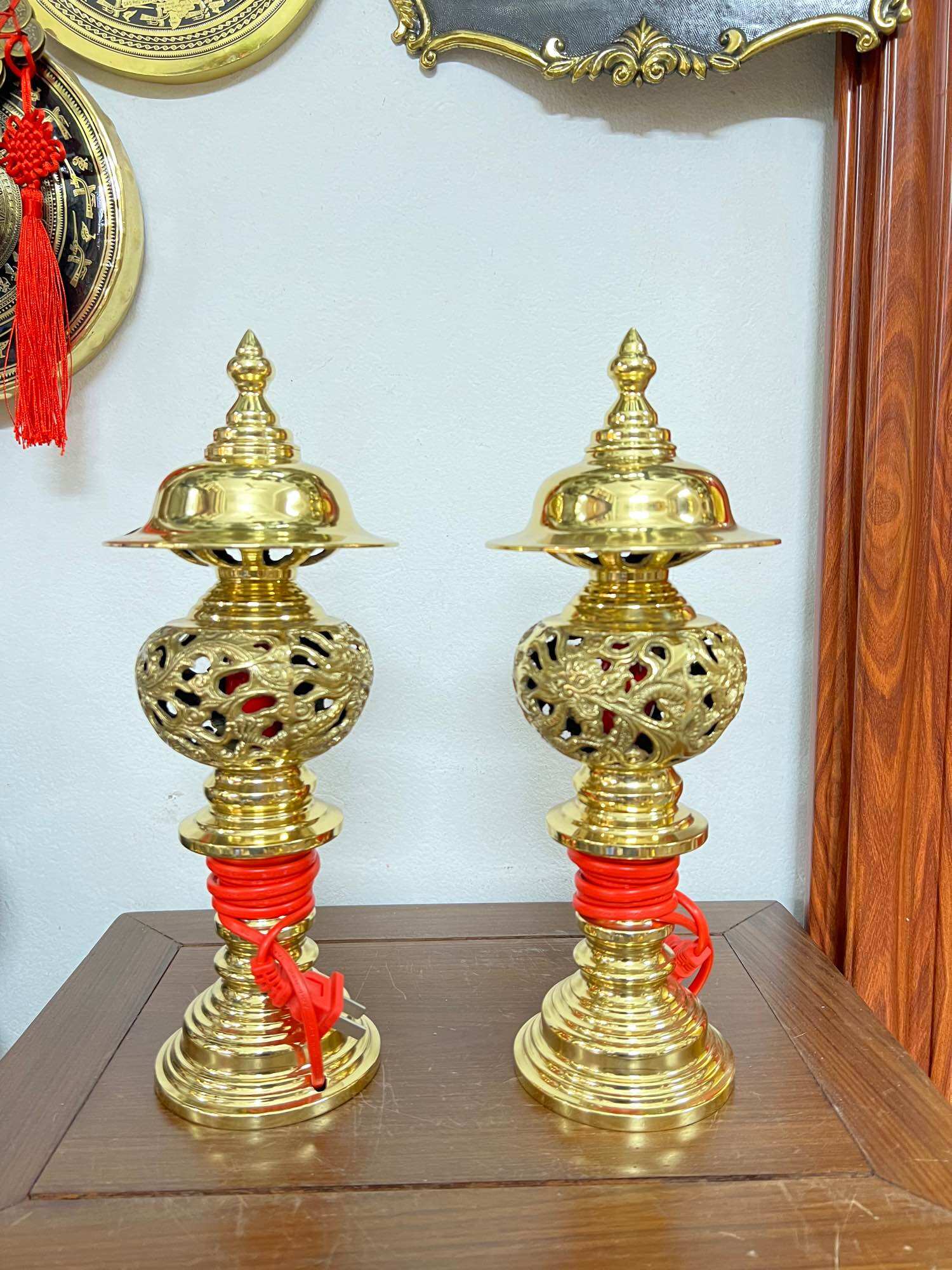 Đôi đèn điện bằng đồng 💯 cao 32cm
