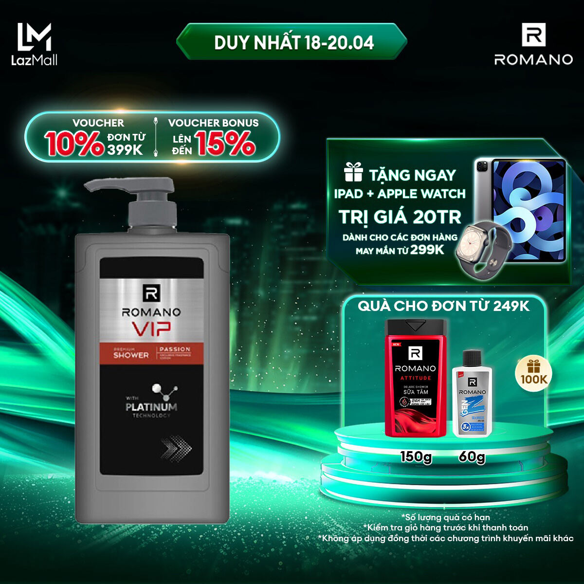 Sữa tắm cao cấp Romano VIP Passion mạnh mẽ bí ẩn 650g