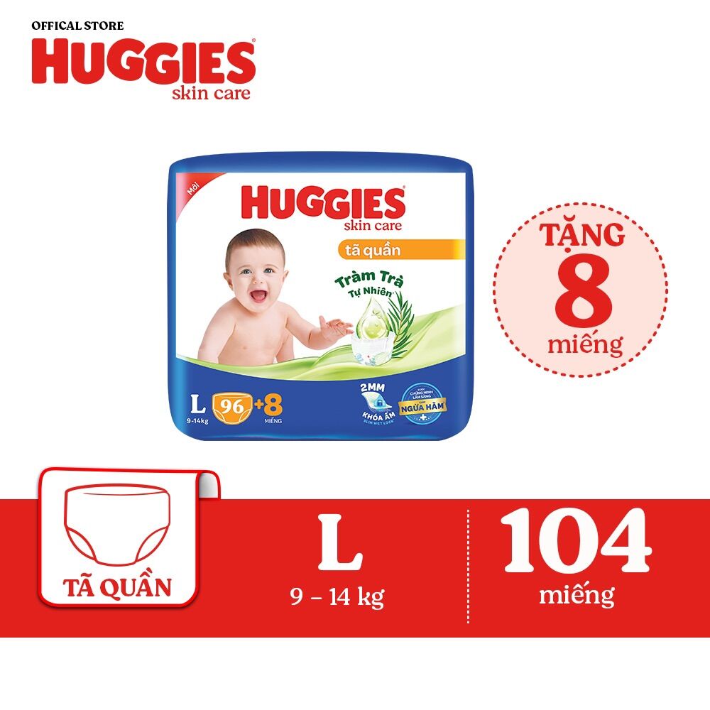 Tã quần huggies skin care m106/l104/xl84+4/xxl76+4