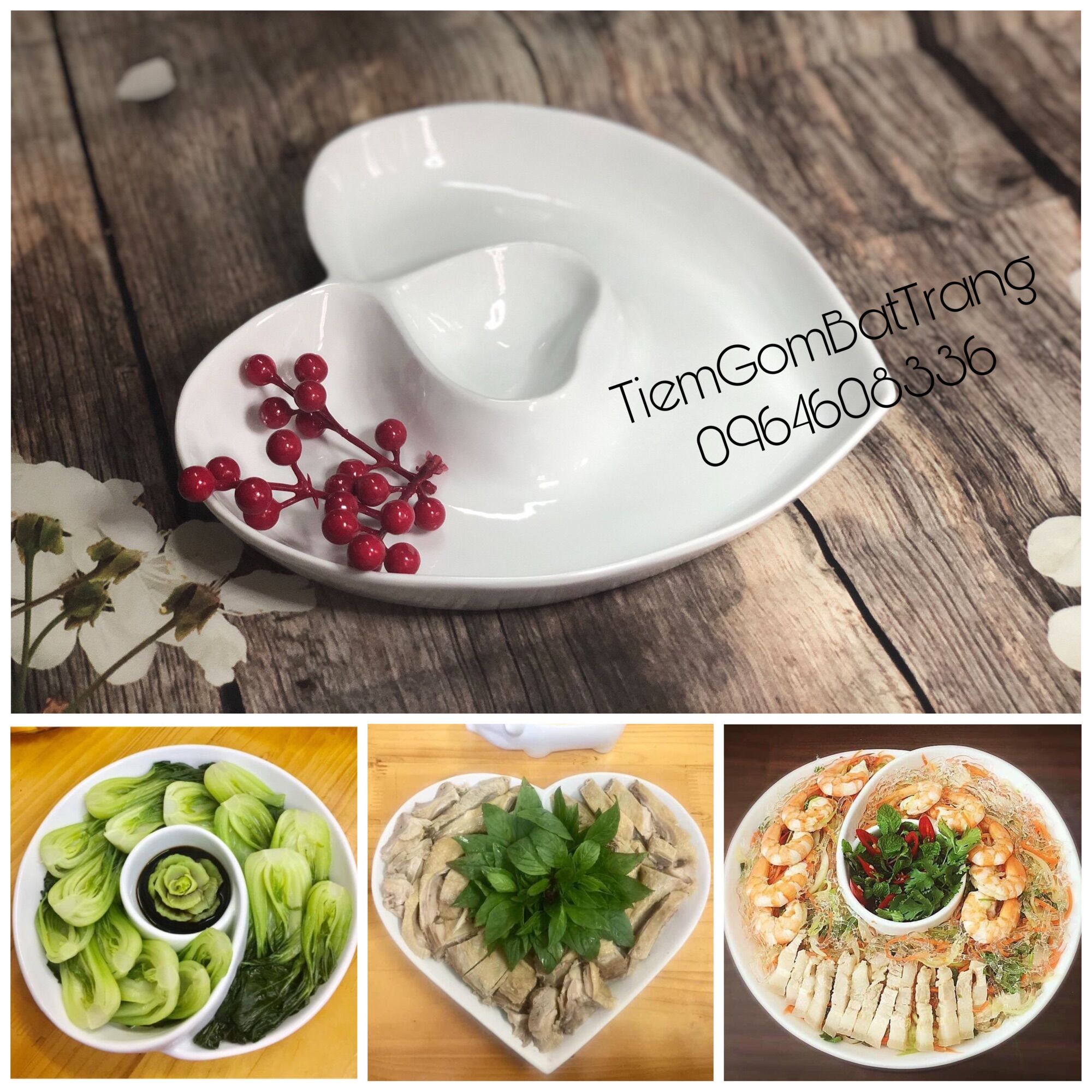 Đĩa Sứ Đựng Thức Ăn Đĩa Tim Đĩa Xoắn Gốm Sứ Bát Tràng Cao Cấp 2 Mẫu Trang Trí Món Ăn