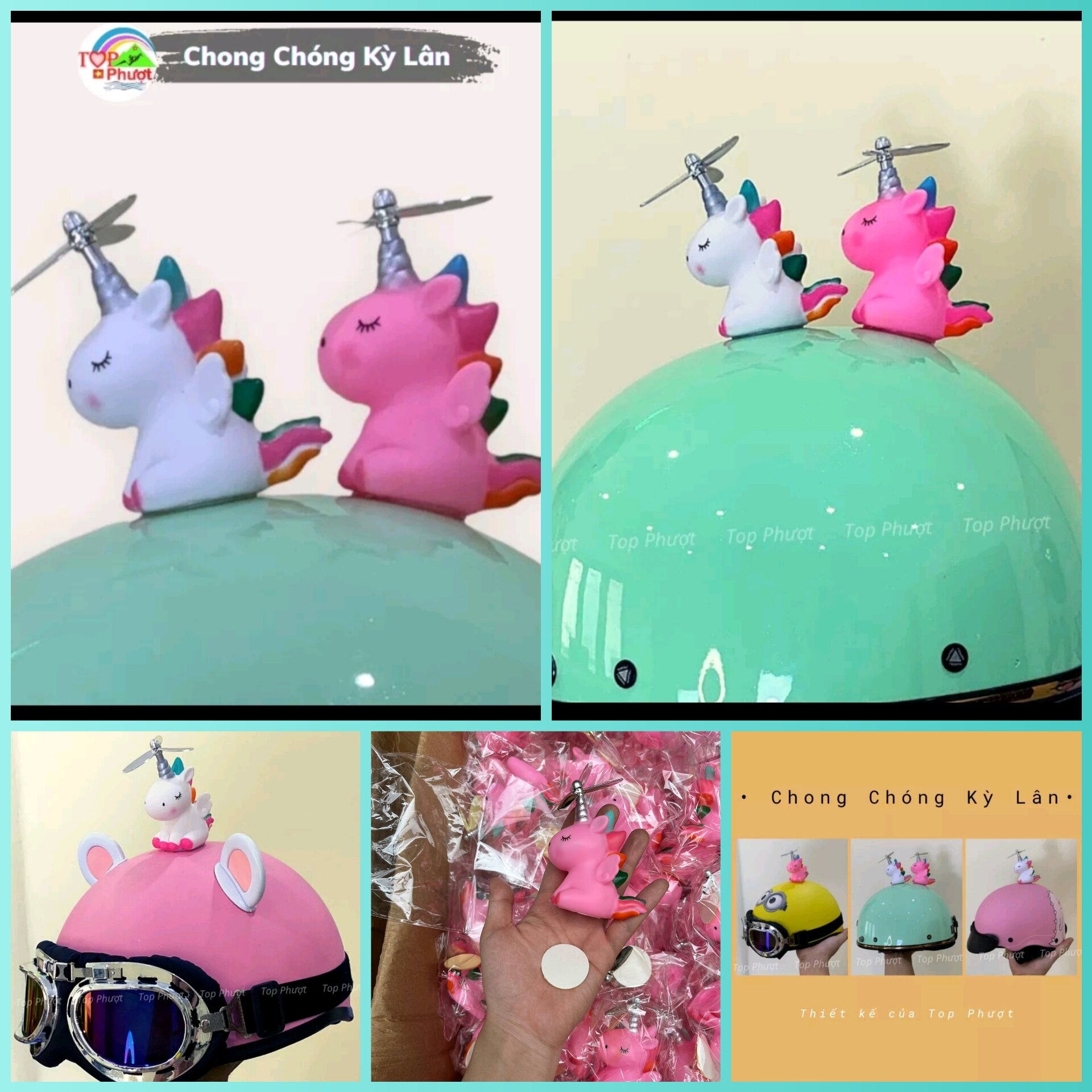 Khủng long chong chóng Gắn Mũ Bảo Hiểm cute