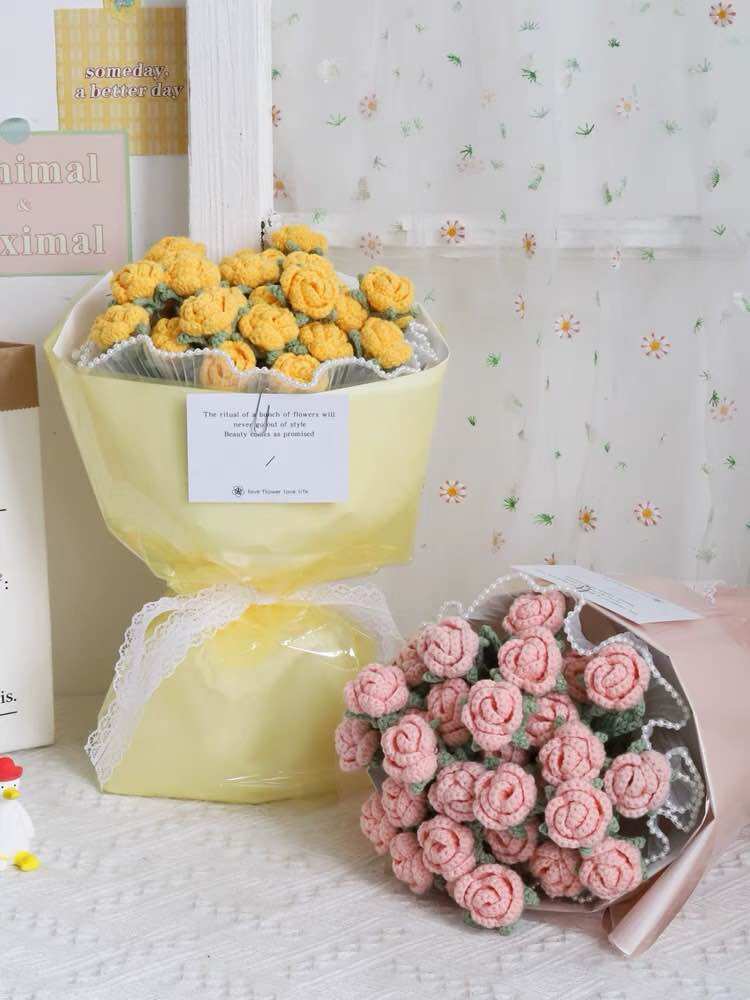 Hoa hồng mini bằng len handmade