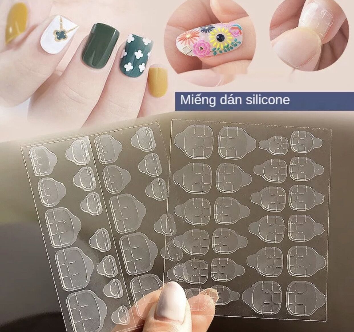 Móng úp chân - Nail box 24 móng sơn gel thủ công đính đá