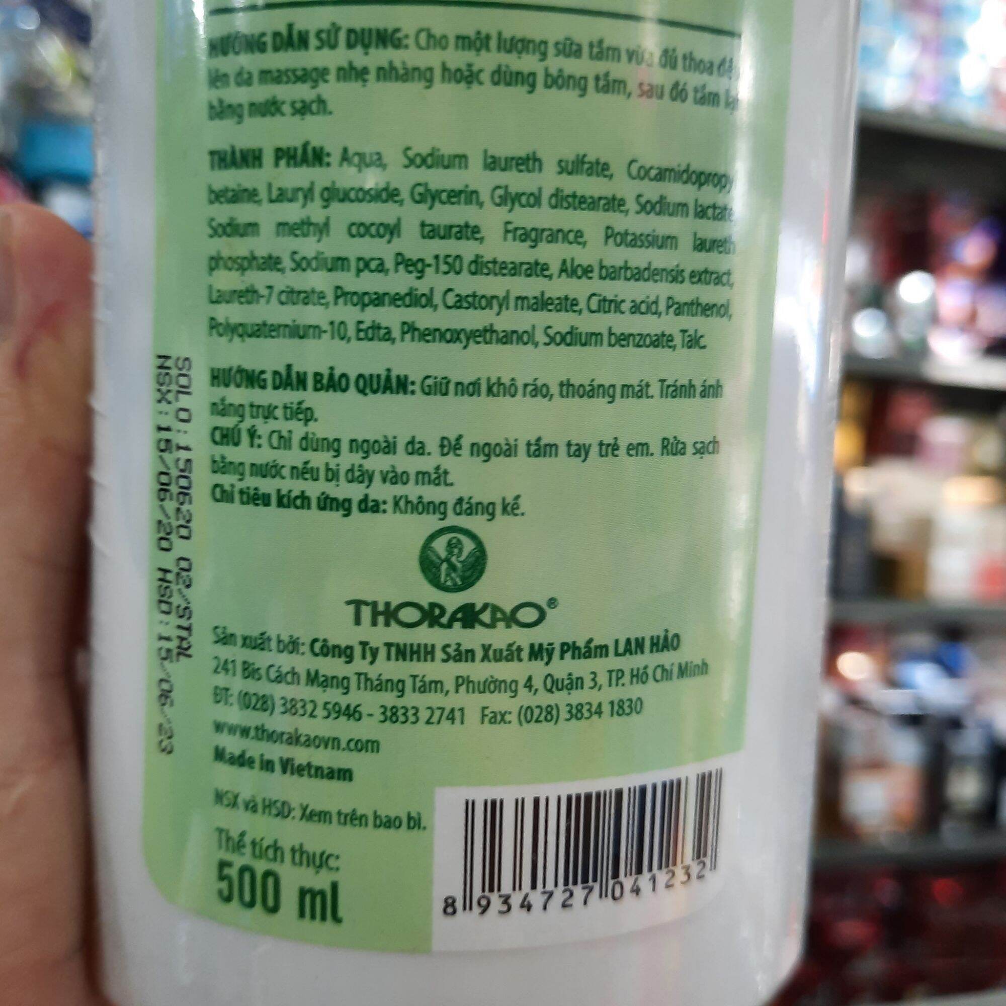 Sữa tắm dưỡng ẩm Alovera Thorakao 500ml