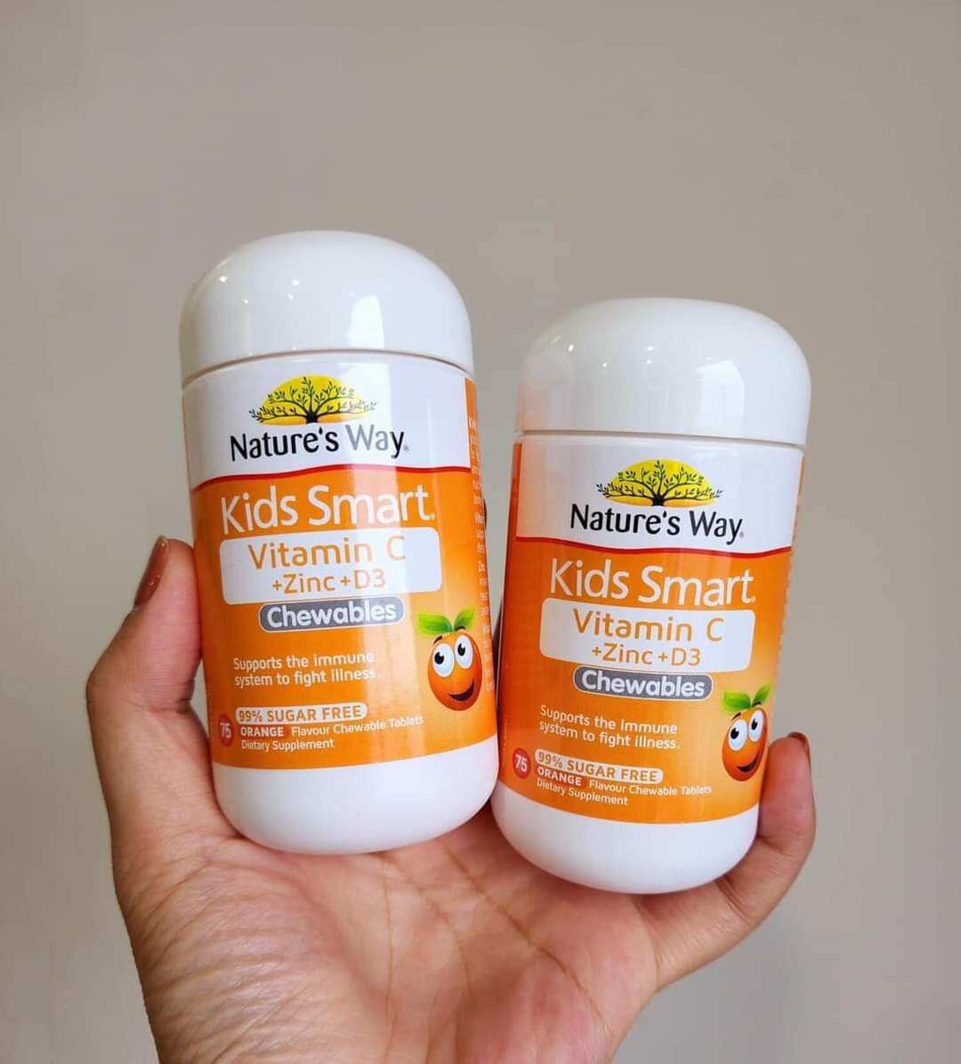 Viên Nhai Nature’s Way Kids Smart Vitamin C+ZinC+D3 Chewable Tablets Bổ Sung Vitamin Cho Bé Phát Triển Toàn Diện