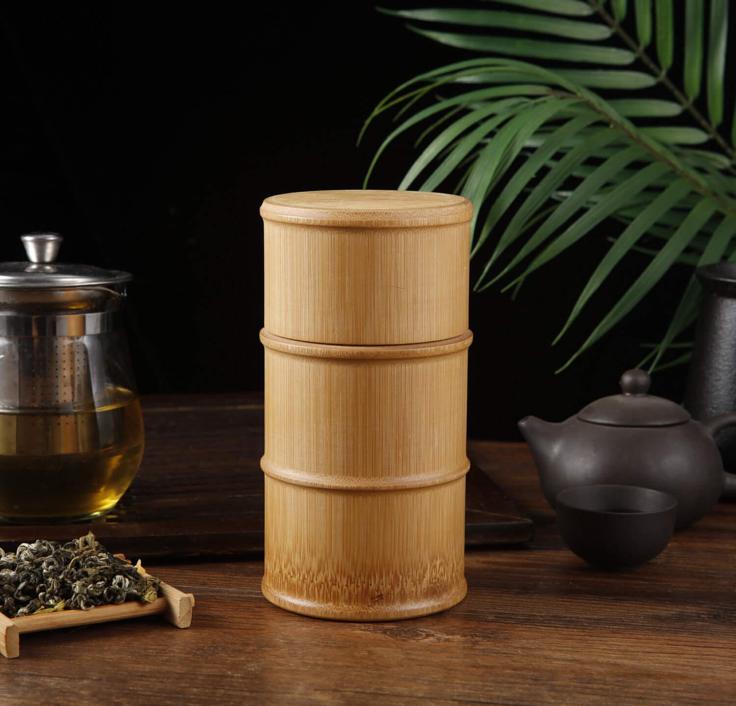 Bình trà làm bằng tre tự nhiên bảo vệ môi trường, bình trà minh, bình tiện mang theo du lịch, lọ có nắp kín, thùng tre chống ẩm, ống đựng trà bằng tre kho trà