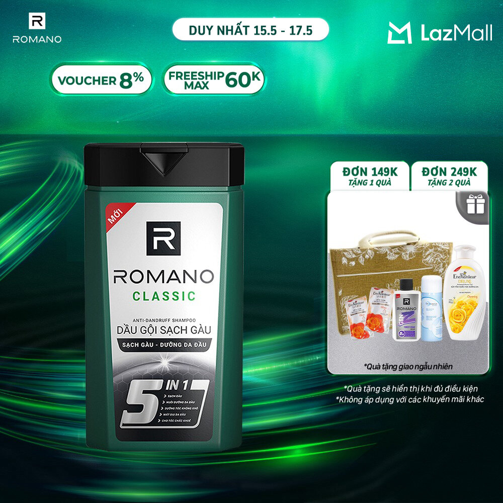 Dầu gội sạch gàu Romano Classic loại bỏ  ngăn gàu trở lại 380g