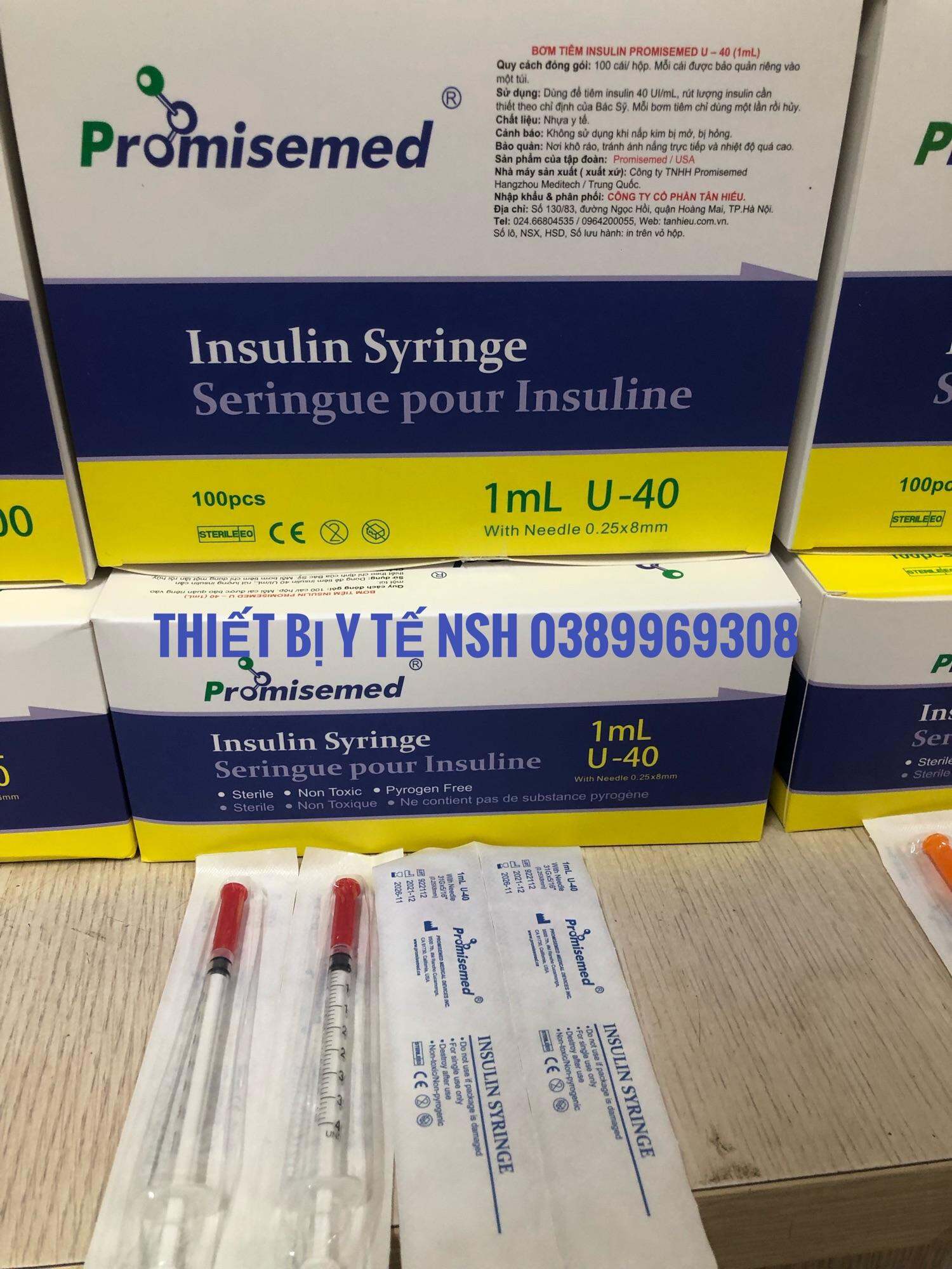 Bơm kim tiêm Tiểu Đường Insulin PROMISEMED 1ml 40u,Bơm tiêm insulin Thẩm Mỹ Spa Promisemed u40 1ml, bơm kim tiêm tiểu đường insulin PROMISEMED CANADA 1ml 40iu