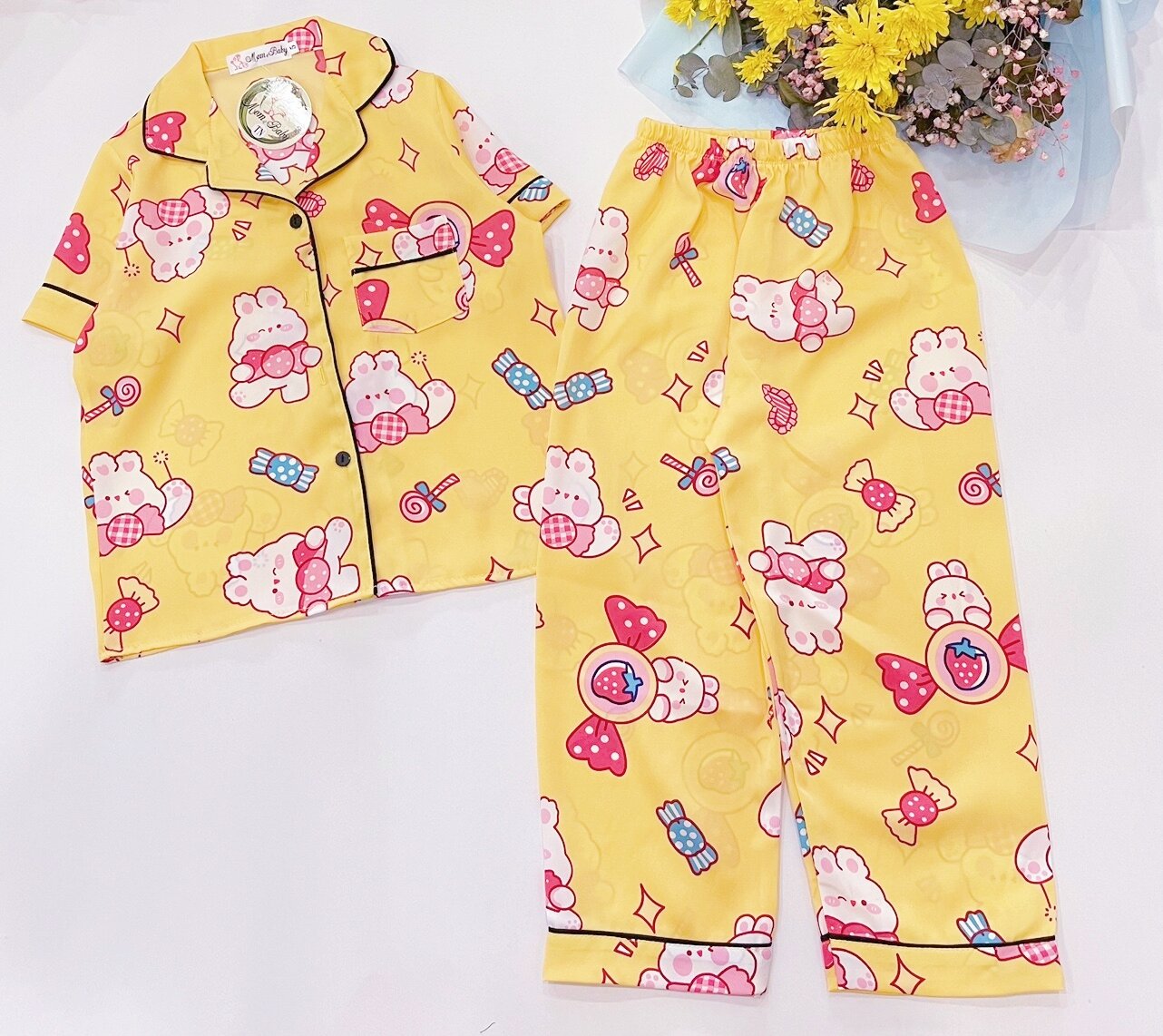 Bộ pijama cho bé trai bé gái chất lụa mango cao cấp ( 17-45kg )