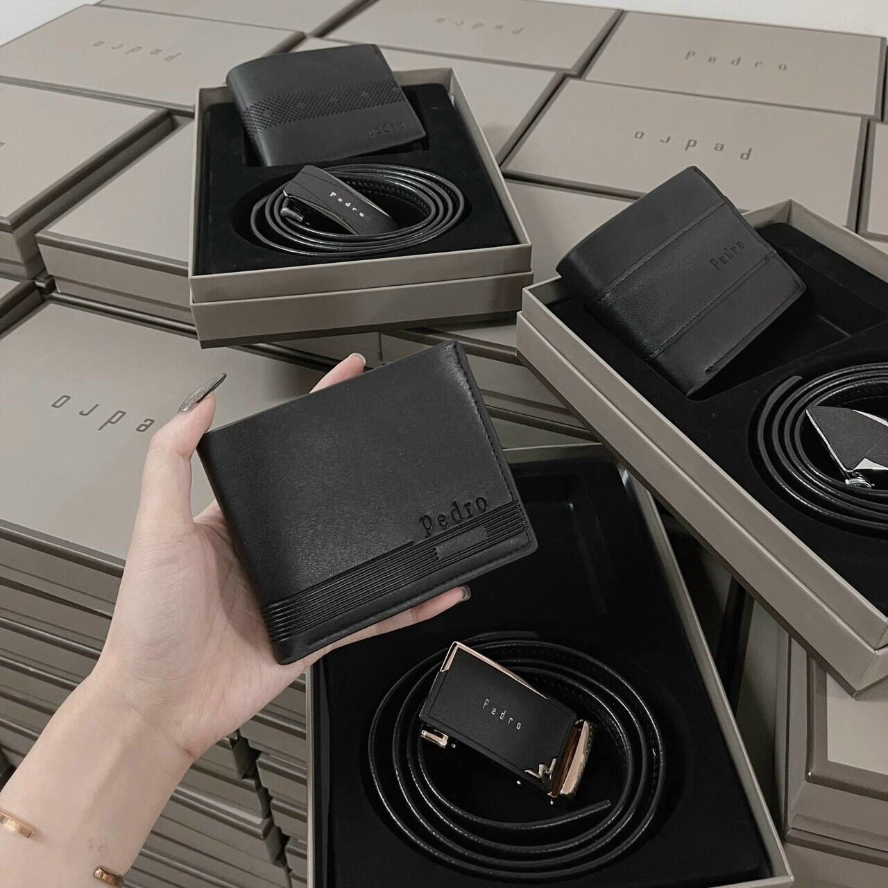 [Fullbox + Túi giấy] Set ví và thắt lưng nam pedro cao cấp