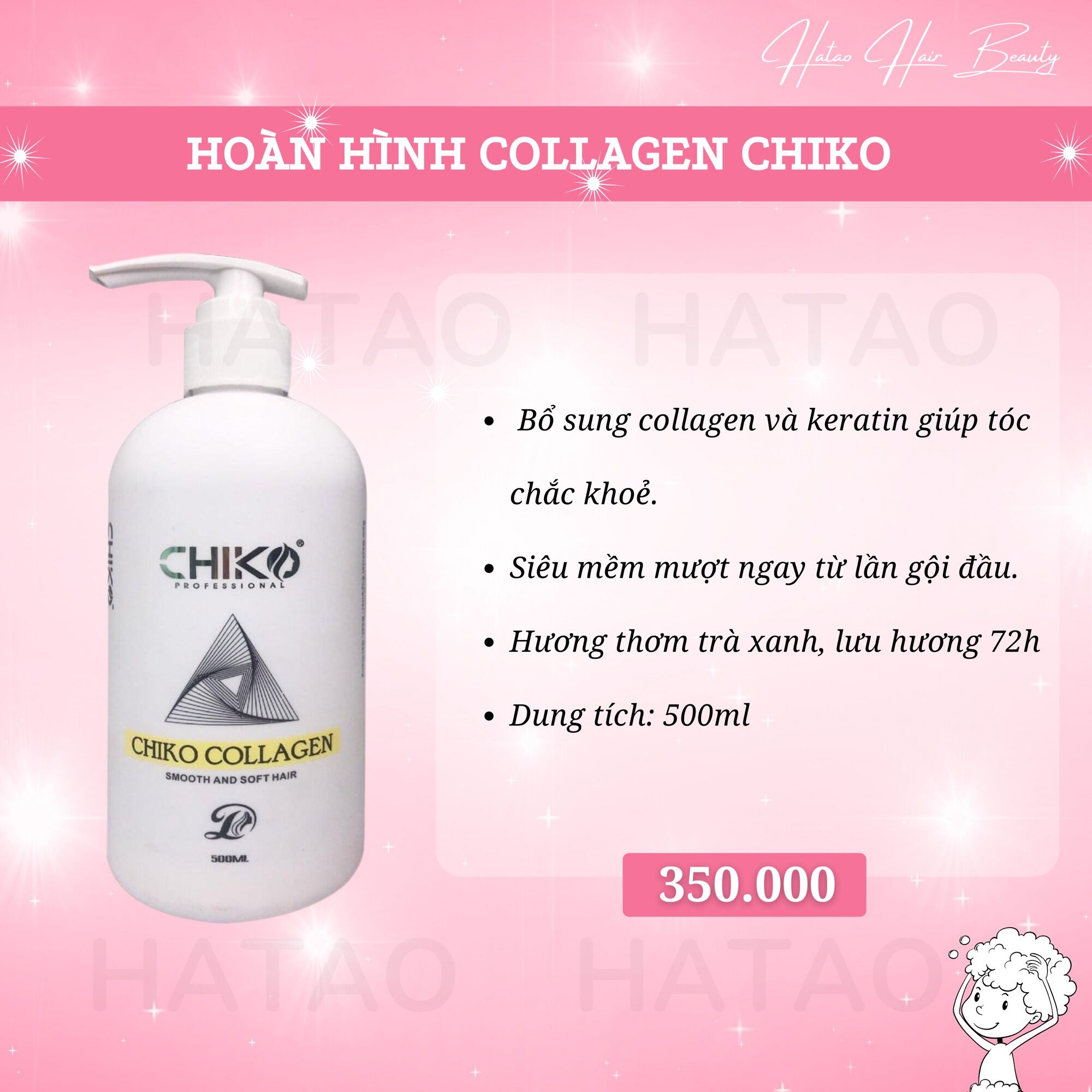 Hấp phục hồi tóc collagen chiko dạng chai 500ml