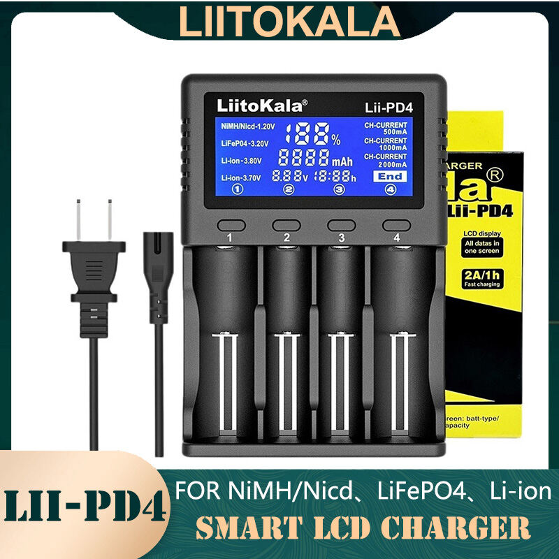 Liitokala Smart 18650 Pin Sạc Pd4 Pd2 S12 3.7V 1.2V 26650 14500 26700 18350 Aa Aaa Sạc Nhanh Sạc Thô