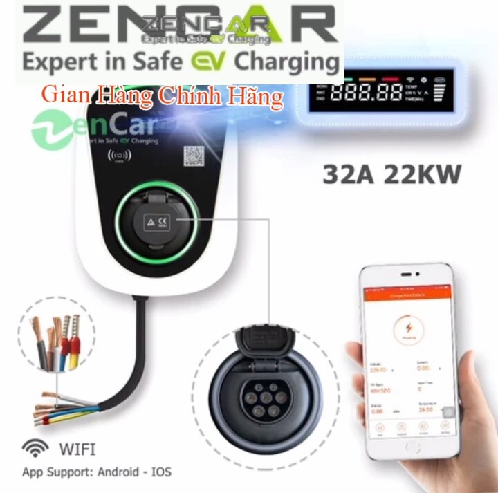 Sạc pin nhanh cho ô tô điện treo tường zencar 22kw