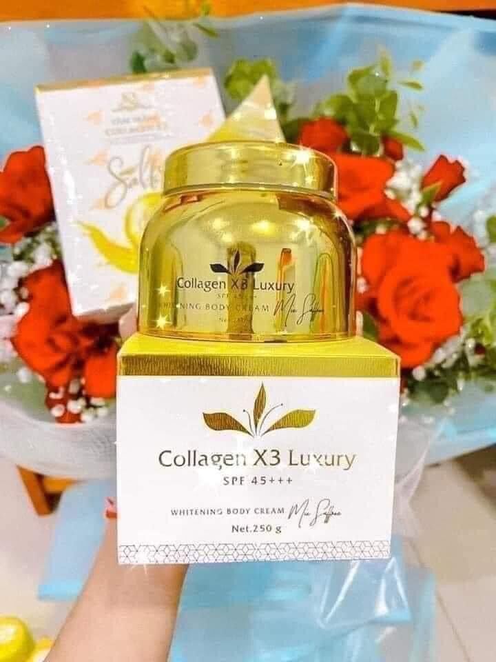 Kem body collagen x3 +Tắm trắng X3 set 3 goi