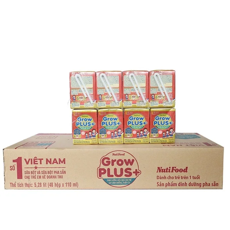 [HCM]thùng 48 hộp Sữa Bột Pha Sẵn Nuti Grow Plus đỏ - suy dinh dưỡng 110ml