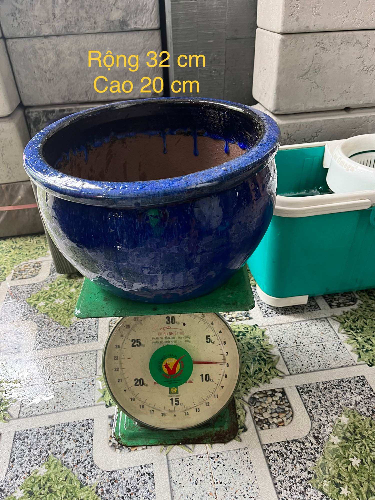 Chậu gốm đất nung tráng men nung củi