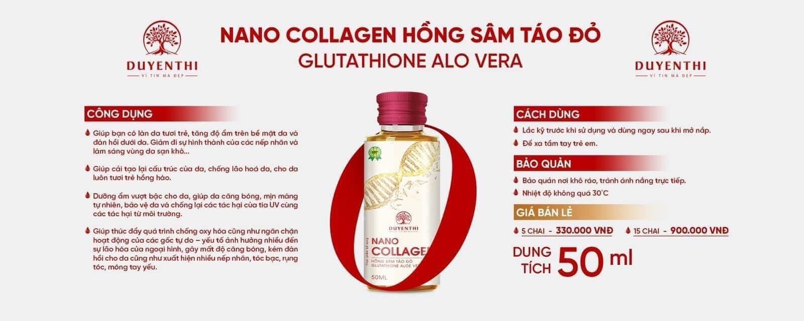 [Chính hãng] Nano colagen Hồng sâm táo đỏ (hộp 15 chai)- Bách y sâm