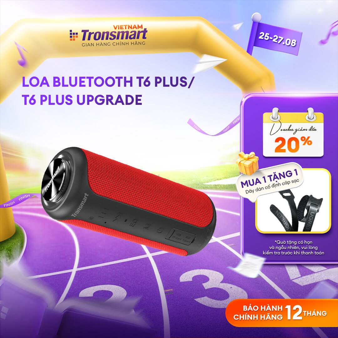 Loa Bluetooth 5.0 Tronsmart T6 Plus / T6 Plus Upgraded Công suất 40W Hỗ trợ TWS ghép đôi 2 loa - Âm thanh vòm âm bass sâu và trầm với 3 chế độ EQ - Kháng nước IPX6 Thời gian nghe nhạc lên tới 24h Hàng phân phối chính hãng