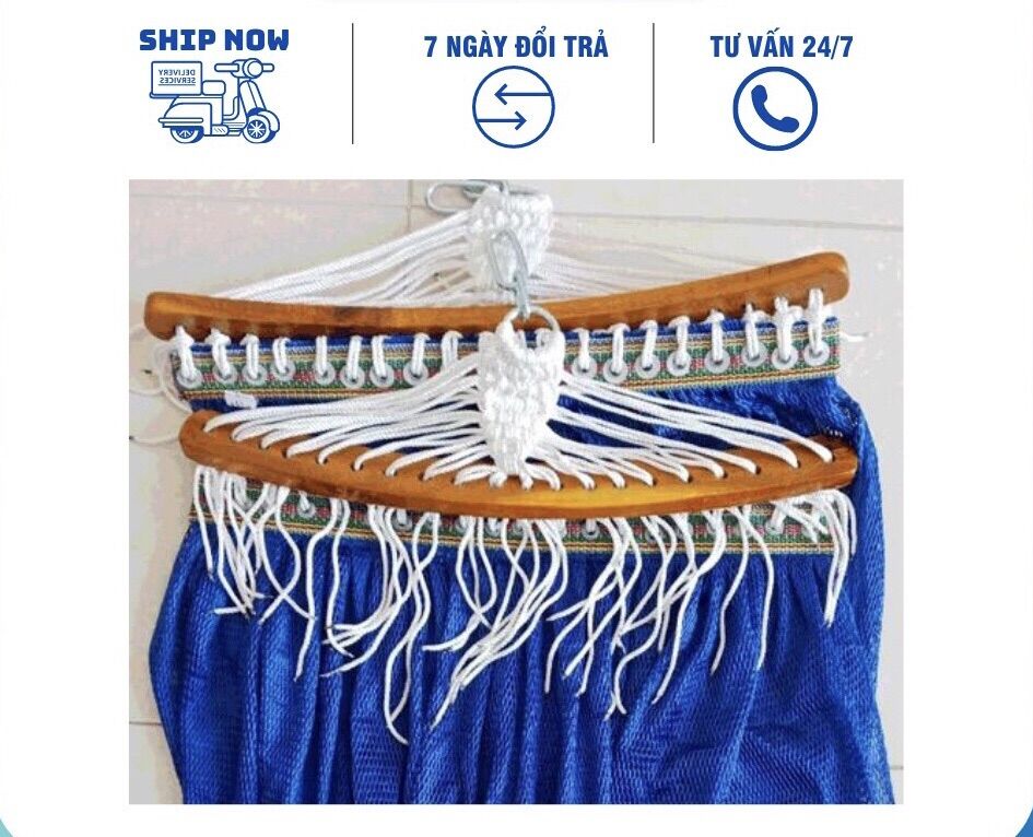 Võng lưới cán gổ 2 lớp cao cấp cỡ đại 030