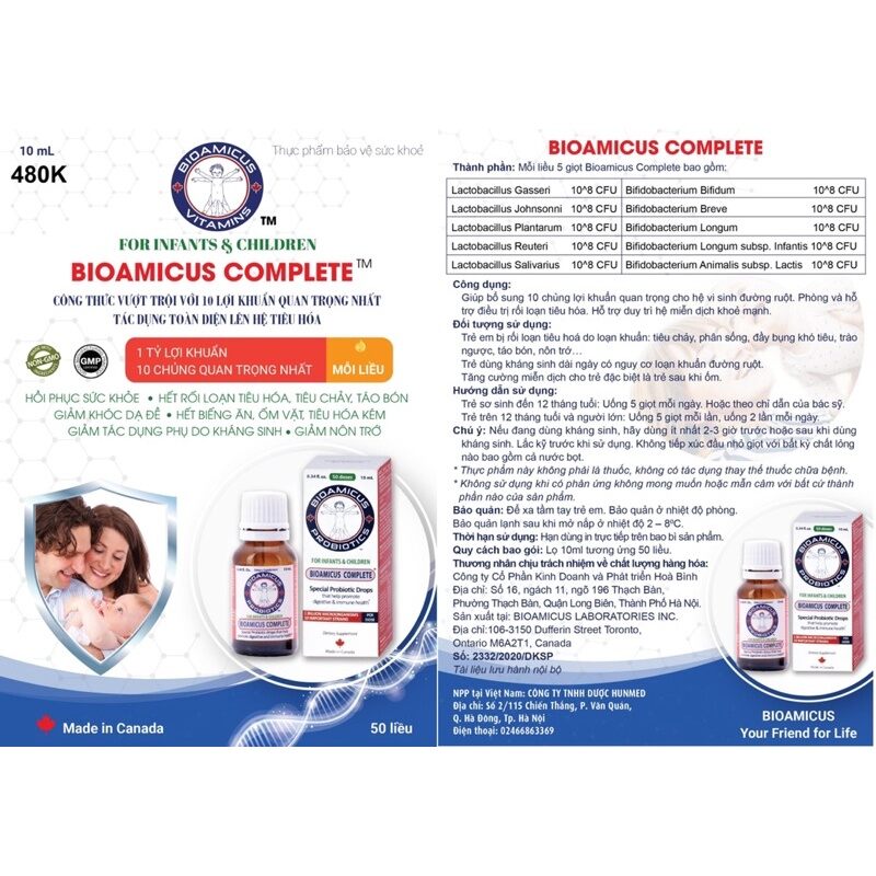 Men vi sinh 10 chủng Bioamicus Complete 10ml