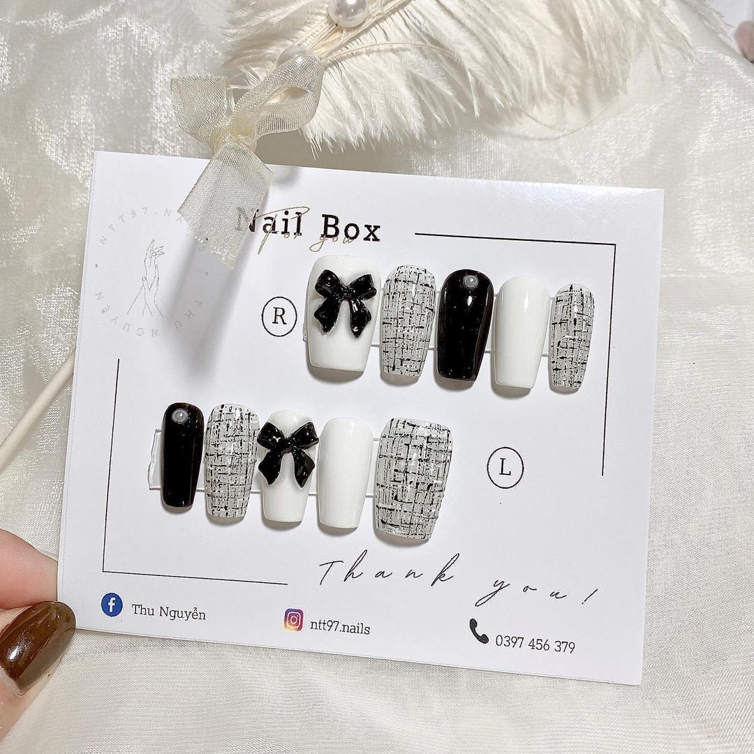 Nailbox mẫu nơ đen