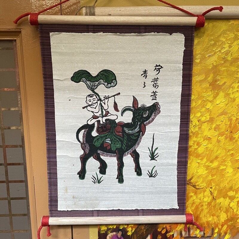 Tranh Đông Hồ trên mành tre