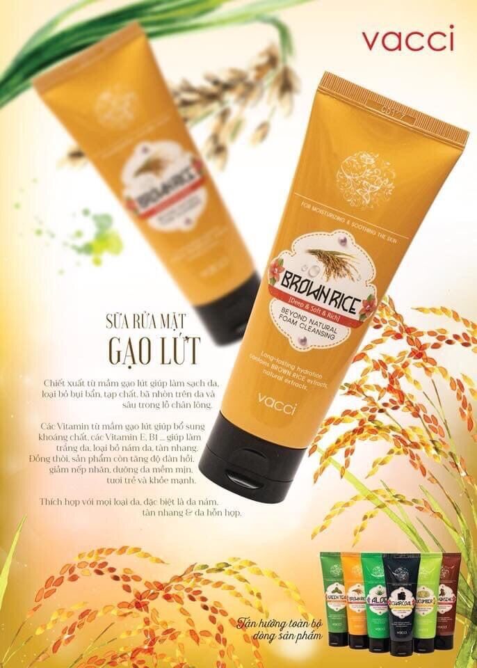 Vacci - sữa rửa mặt gạo lứt