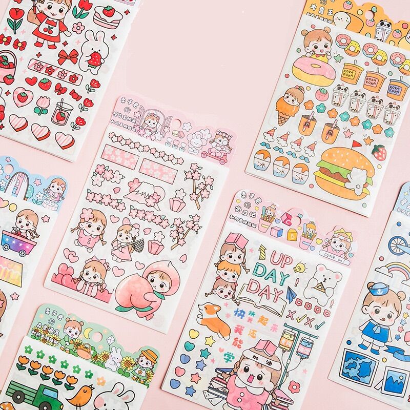 Set 4 tờ sticker dán trang trí siêu dễ thương